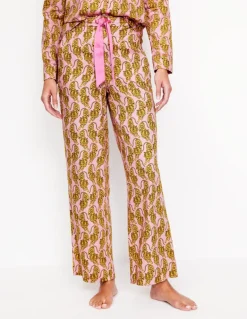 Cotton Sateen Pajama Trousers-Ceylon Yellow, Tiger-Boden Flash Sale
