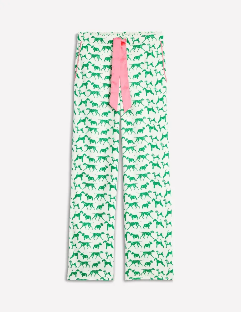 Cotton Sateen Pajama Trousers-Ivory, Janet and Friends-Boden Discount