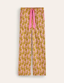Cotton Sateen Pajama Trousers-Ceylon Yellow, Tiger-Boden Flash Sale
