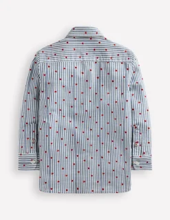 Cotton Shirt-Blue Seersucker Hearts-Boden Fashion