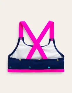 Cross-back Bikini Top-Navy Rainbow Confetti Spot-Boden Outlet