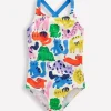 Cross-Back Printed Swimsuit-Multi Oatmeal Rainbow Pets-Boden Fashion