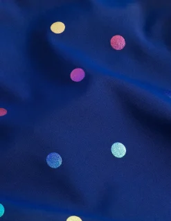 Cross-Back Printed Swimsuit-Navy, Rainbow Foil Confetti-Boden Flash Sale