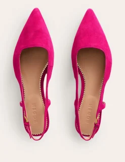 Cut Out Sling Back Flats-Pink Peacock Kid Suede-Boden Hot