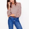 Daisy Long Sleeve Top-Milkshake, Camellia Stamp-Boden Cheap