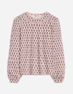 Daisy Long Sleeve Top-Milkshake, Camellia Stamp-Boden Cheap