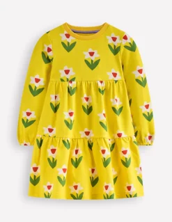 Dixie Tiered Sweatshirt Dress-Tropical Yellow Daffodil-Boden Best