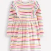 Doris Ruffle Rib Jersey Dress-Multi Rainbow Stripe-Boden Cheap
