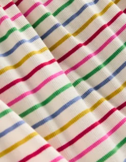 Doris Ruffle Rib Jersey Dress-Multi Rainbow Stripe-Boden Cheap