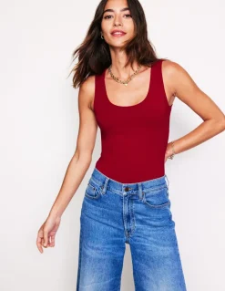 Double Layer Scoop Neck Vest-Red Liquorice-Boden Shop