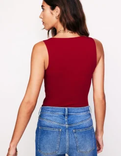 Double Layer Scoop Neck Vest-Red Liquorice-Boden Shop