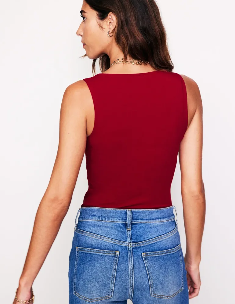Double Layer Scoop Neck Vest-Red Liquorice-Boden Shop