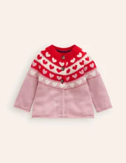 Edie Fair Isle Cardigan-Almond Pink Hearts-Boden Clearance