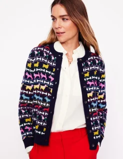 Edie Fair Isle Cardigan-Navy, Dogs-Boden Discount