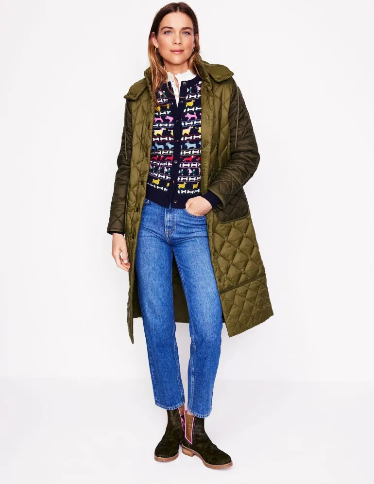 Edie Fair Isle Cardigan-Navy, Dogs-Boden Discount
