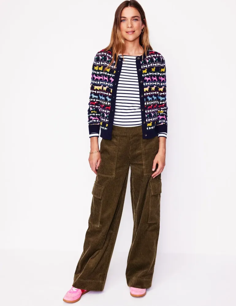 Edie Fair Isle Cardigan-Navy, Dogs-Boden Discount