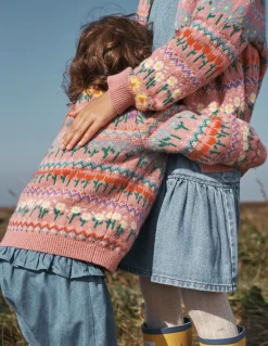 Edie Fair Isle Cardigan-Sea Pink Flowers-Boden Fashion