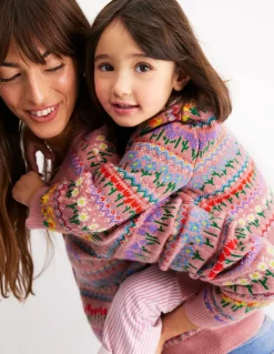 Edie Fair Isle Cardigan-Sea Pink Flowers-Boden Fashion