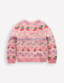 Edie Fair Isle Cardigan-Vintage Pink Hearts-Boden Sale