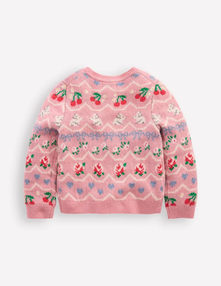 Edie Fair Isle Cardigan-Vintage Pink Hearts-Boden Sale