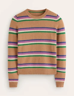 Edie Fair Isle Sweater-Camel Diamond-Boden Outlet