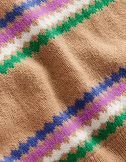Edie Fair Isle Sweater-Camel Diamond-Boden Outlet
