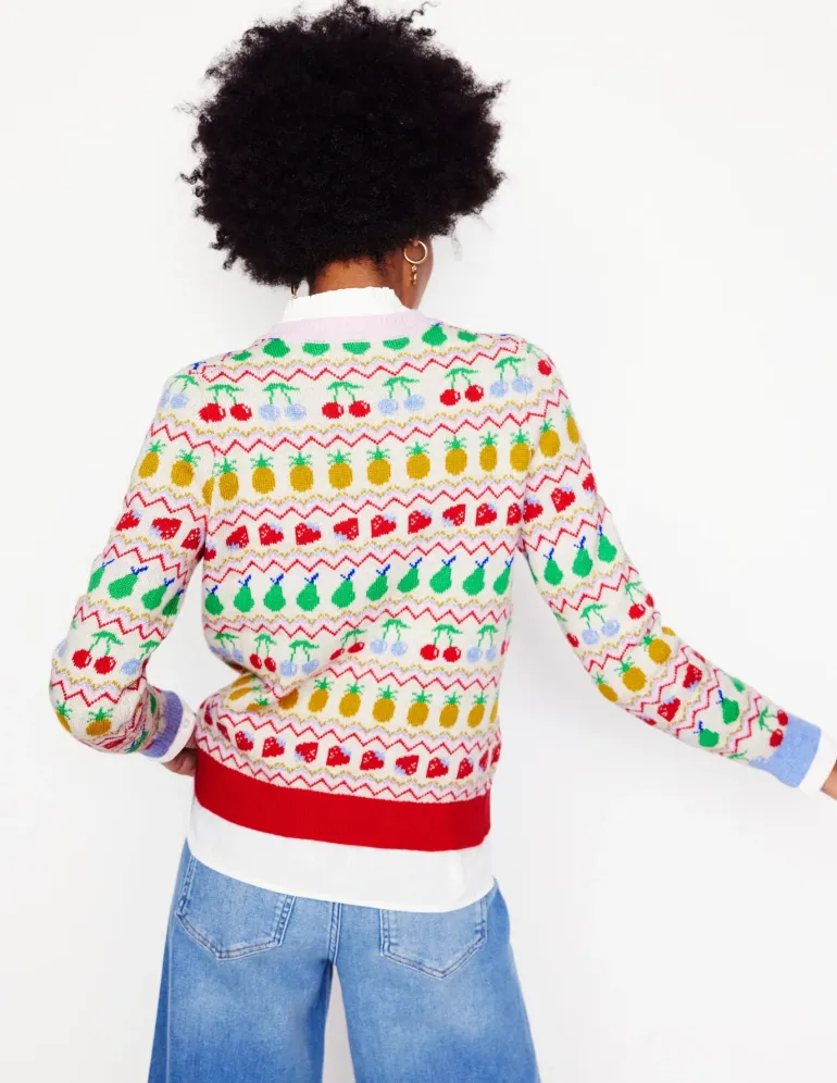 Edie Fair Isle Sweater-Ecru Marl, Fruit-Boden Cheap