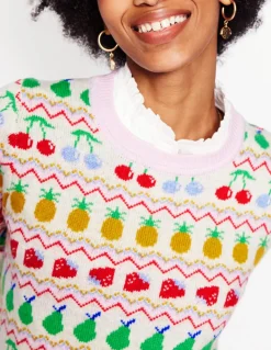 Edie Fair Isle Sweater-Ecru Marl, Fruit-Boden Cheap