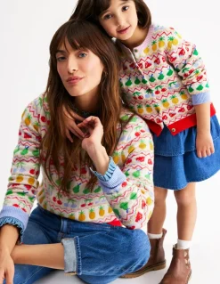 Edie Fair Isle Sweater-Ecru Marl, Fruit-Boden Cheap