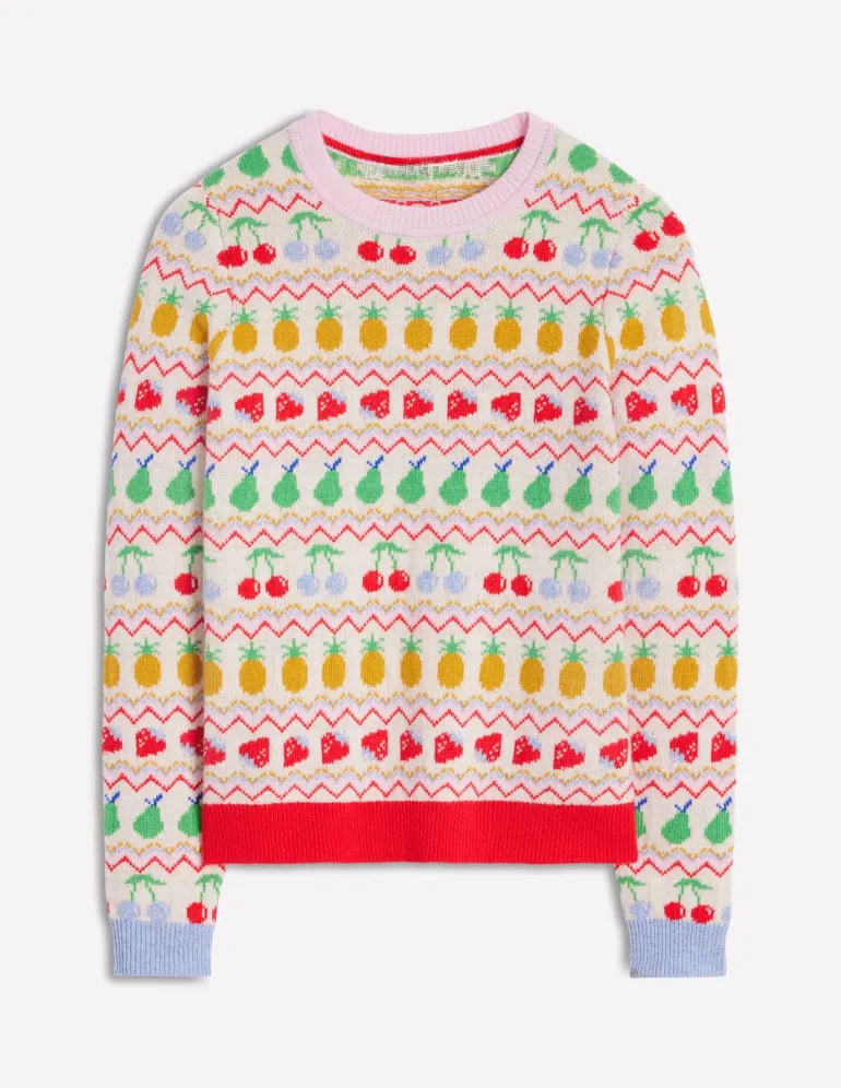 Edie Fair Isle Sweater-Ecru Marl, Fruit-Boden Cheap