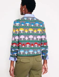 Edie Fair Isle Sweater-Grey Mushroom-Boden Outlet