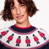 Edie Fair Isle Sweater-Navy, Soldiers-Boden Sale