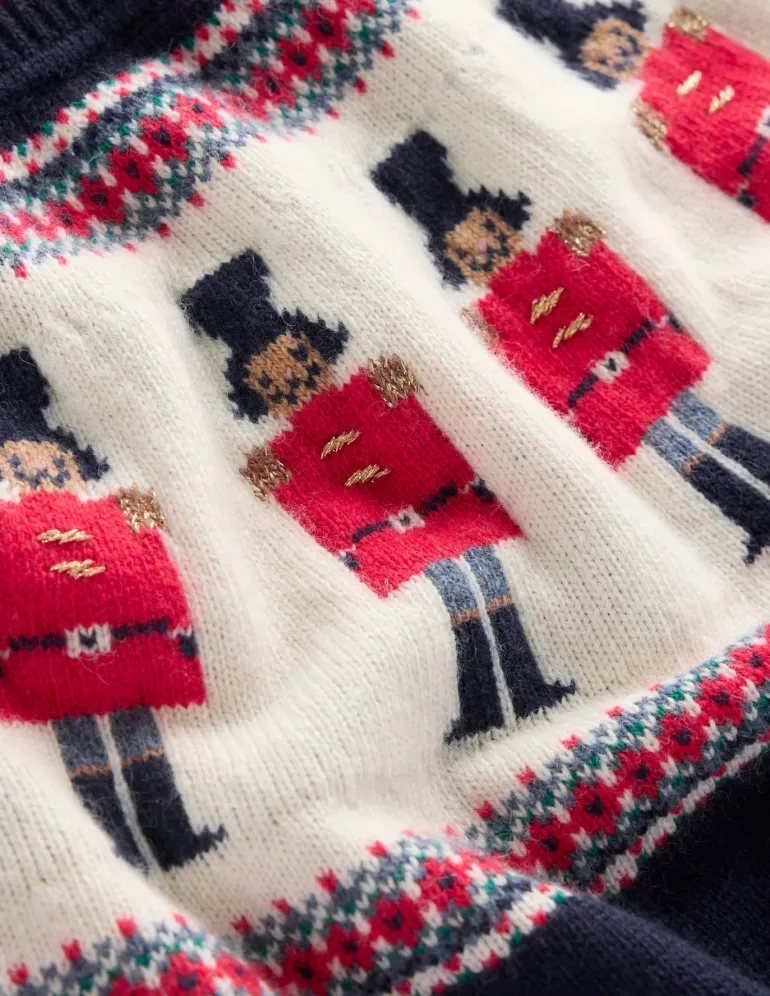 Edie Fair Isle Sweater-Navy, Soldiers-Boden Sale