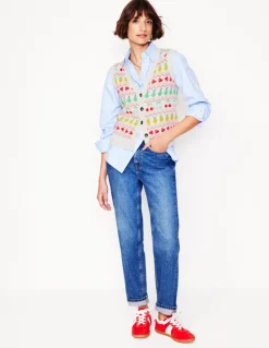 Edie Fair Isle Waistcoat-Ecru Marl, Fruit-Boden Fashion