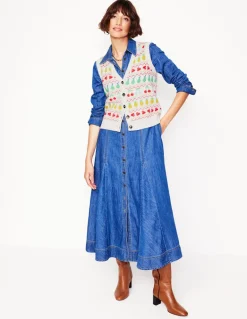 Edie Fair Isle Waistcoat-Ecru Marl, Fruit-Boden Fashion