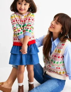 Edie Fair Isle Waistcoat-Ecru Marl, Fruit-Boden Fashion