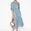Elena Tiered Cotton Midi Dress-Multi, Floweret Tile-Boden Fashion