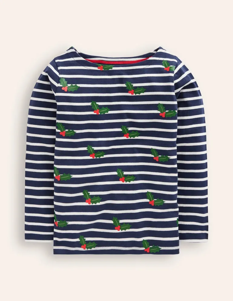 Ella Breton-Starboard Blue/ Ivory Festive-Boden Sale