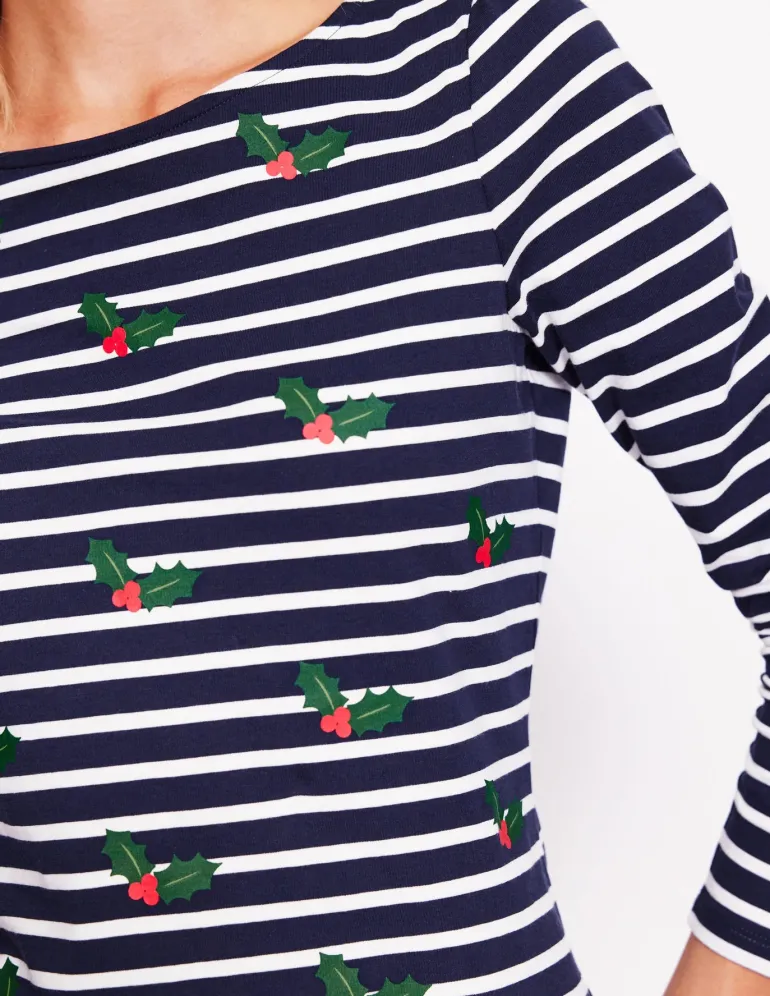 Ella Long Sleeve Breton -Navy, Holly Stripe-Boden Online