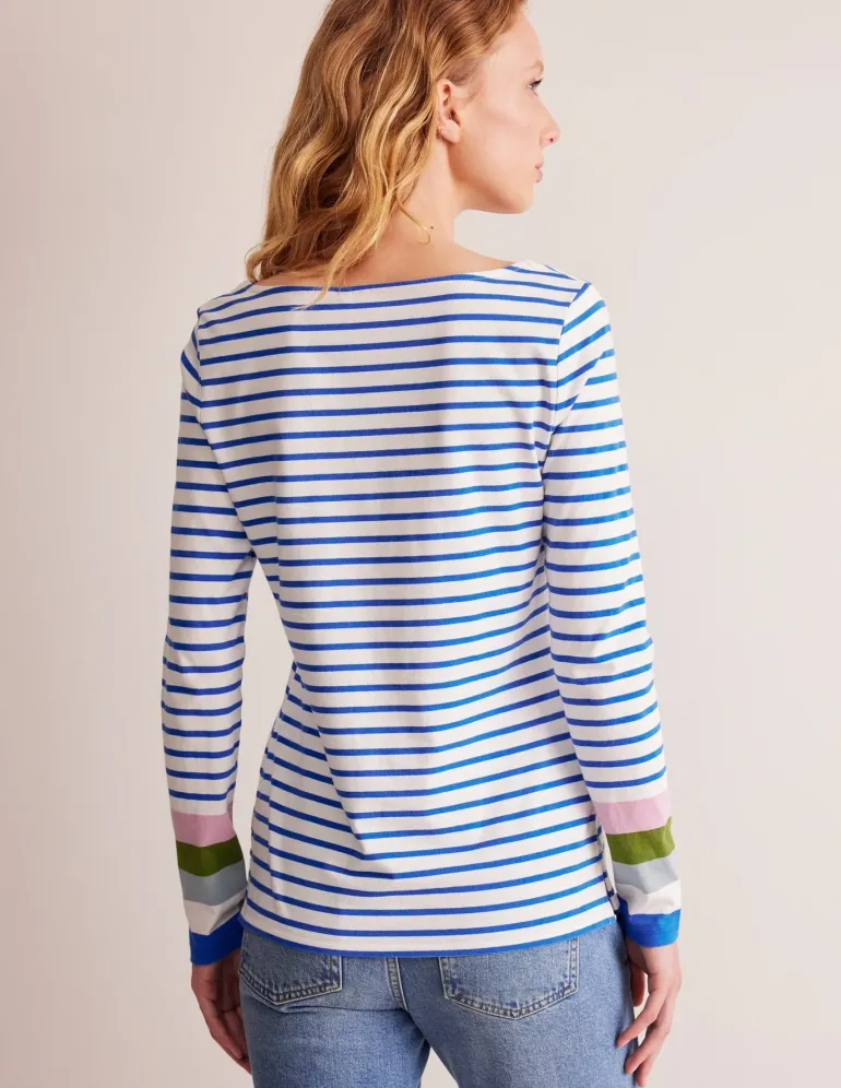 Ella Long Sleeve Breton-Directoire Blue and Mauve Mist-Boden Discount