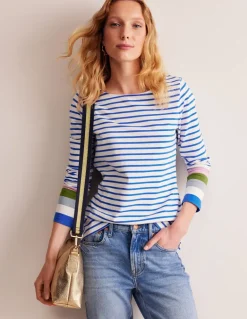 Ella Long Sleeve Breton-Directoire Blue and Mauve Mist-Boden Discount