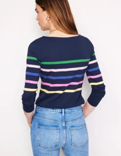 Ella Long Sleeve Breton-French Navy and Rainbow-Boden Best