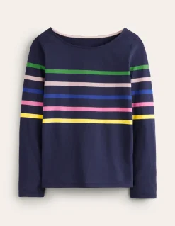 Ella Long Sleeve Breton-French Navy and Rainbow-Boden Best