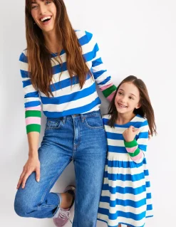 Ella Long Sleeve Breton-Gallery Blue, Emerald Cuff-Boden Sale