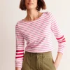Ella Long Sleeve Breton-Ivory, Red and Party Pink-Boden Shop