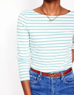 Ella Long Sleeve Breton-Ivory, Duck Egg Blue-Boden Online