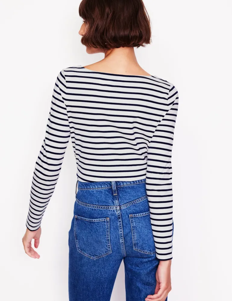 Ella Long Sleeve Breton-Ivory, Navy, Falalala-Boden Cheap