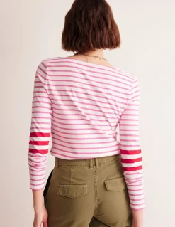 Ella Long Sleeve Breton-Ivory, Red and Party Pink-Boden Shop