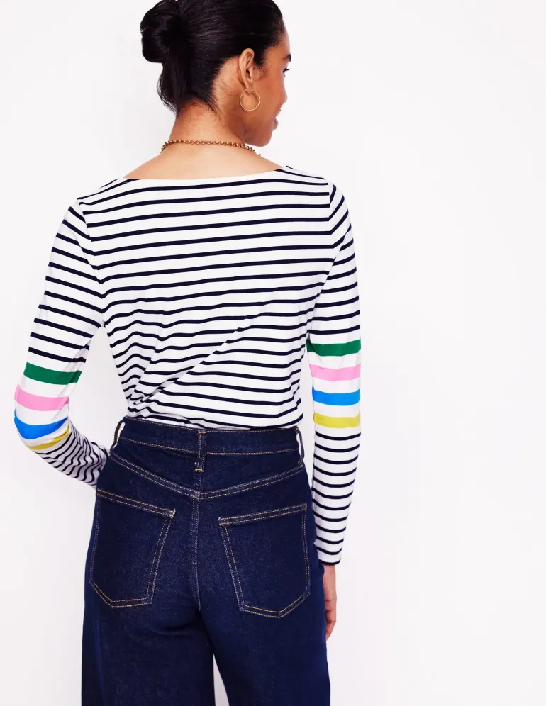 Ella Long Sleeve Breton-Ivory Multi Arm Placement-Boden Discount