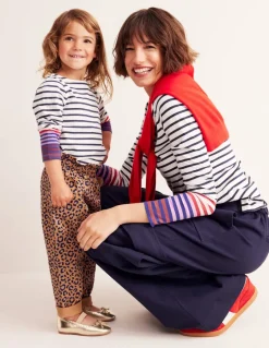 Ella Long Sleeve Breton-Ivory, French Navy Multi Cuff-Boden Fashion
